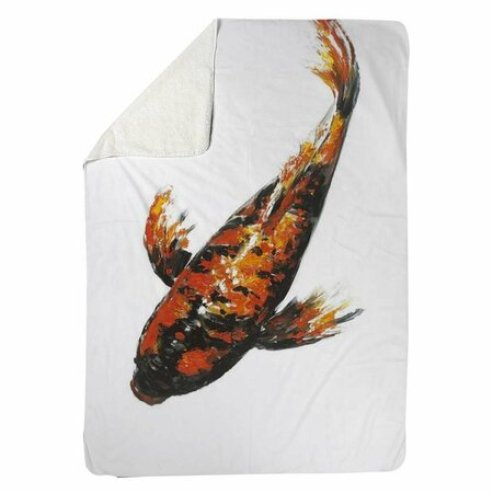 BEGIN HOME DECOR 60 x 80 in. Red Butterfly Koi Fish-Sherpa Fleece Blanket 5545-6080-AN304